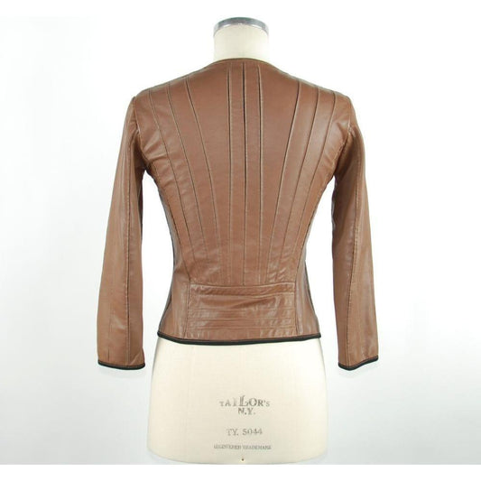 Emilio Romanelli Brown Leather Women Jacket Emilio Romanelli