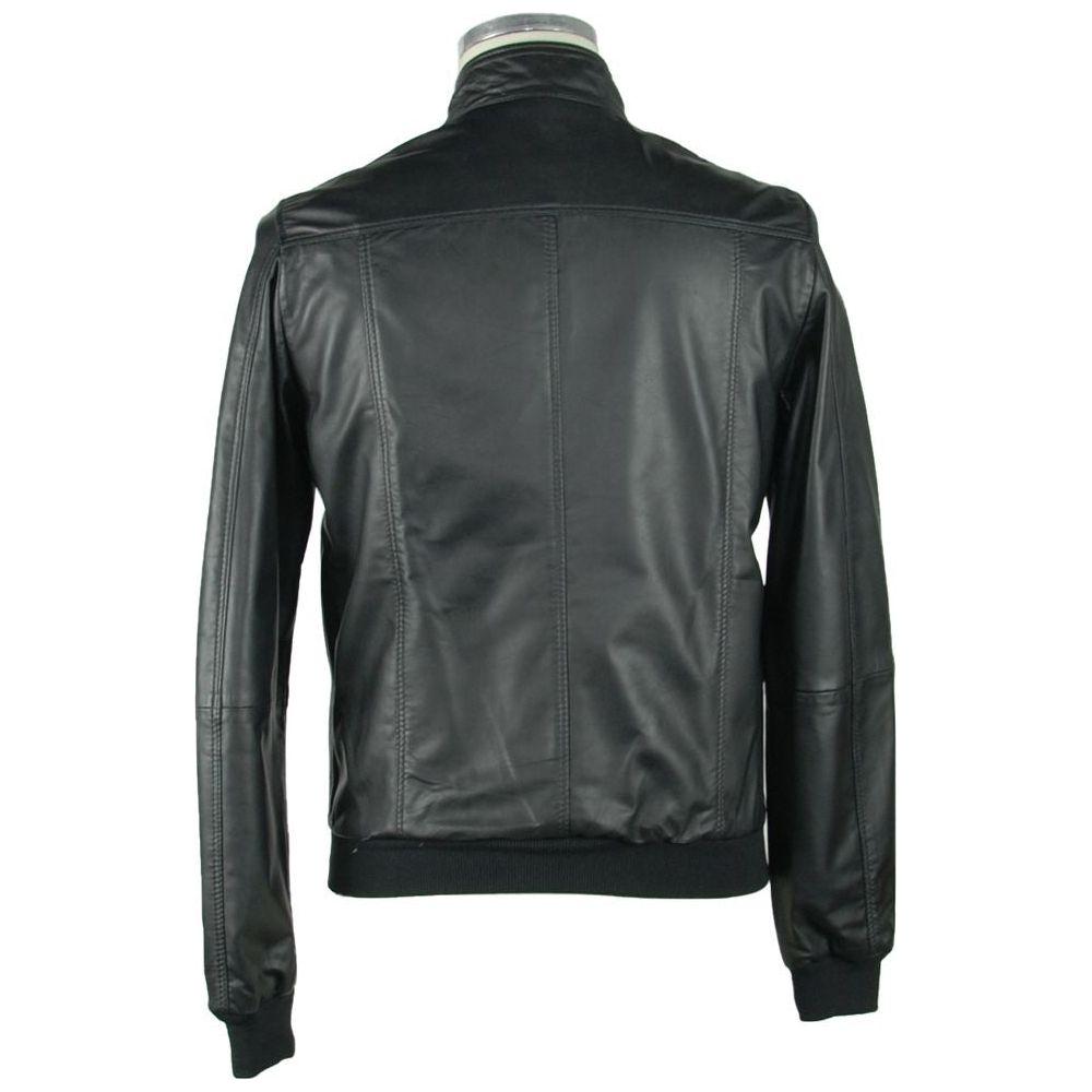 Emilio Romanelli Sleek Black Leather Jacket For Men Emilio Romanelli