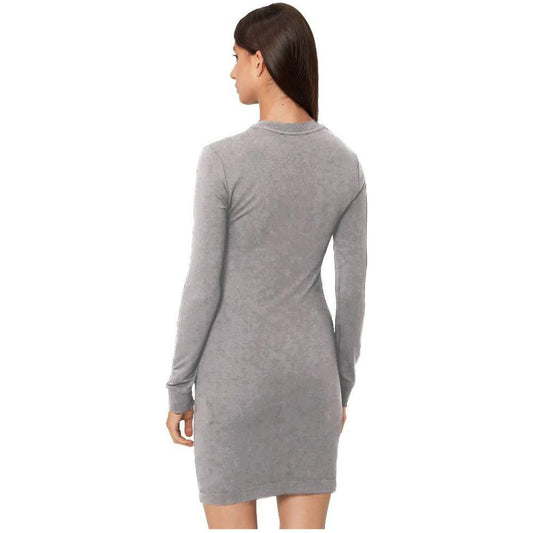 Love Moschino Chic Gray Cotton Blend Dress with Logo Detail Love Moschino