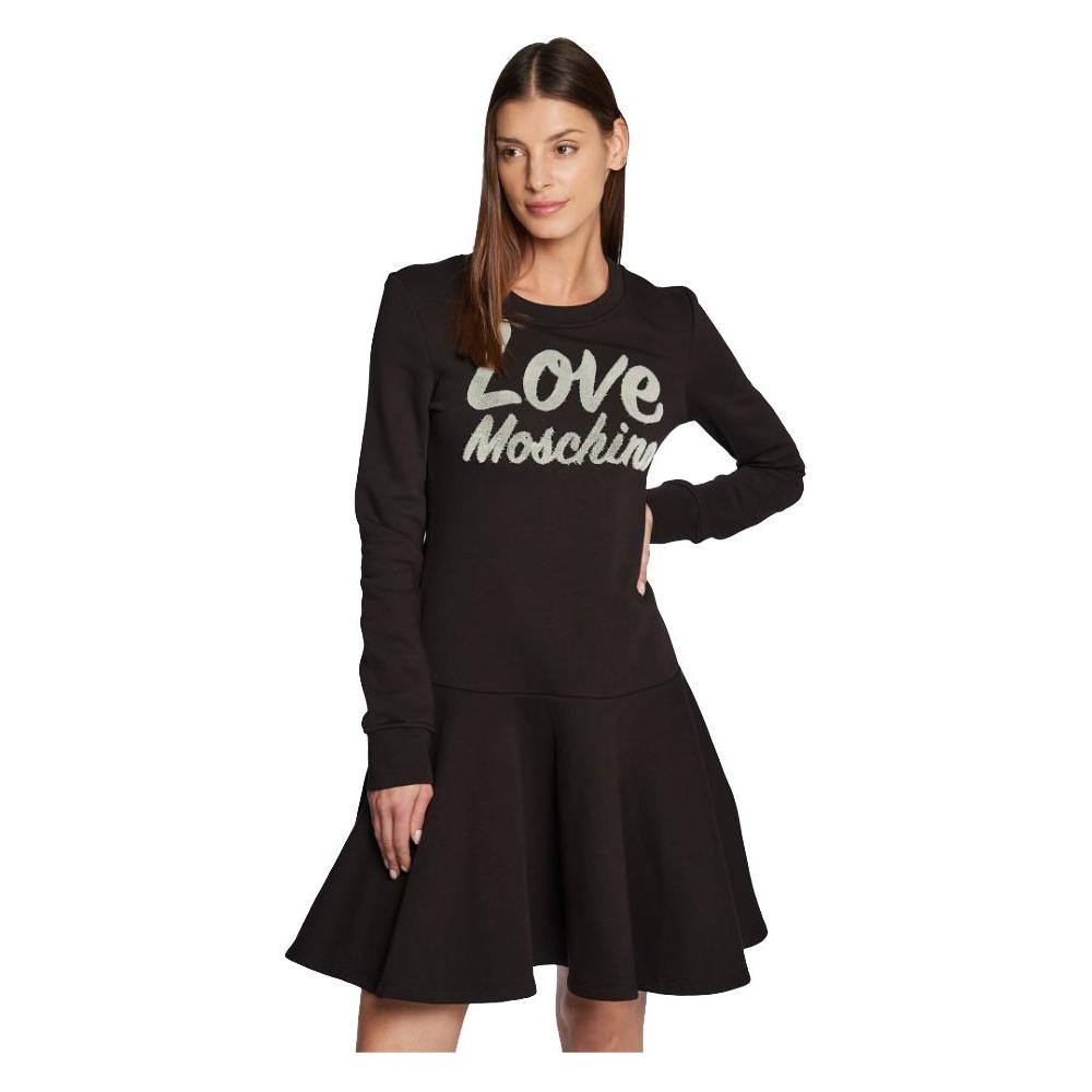 Love Moschino Chic Embossed Logo Cotton Blend Dress Love Moschino