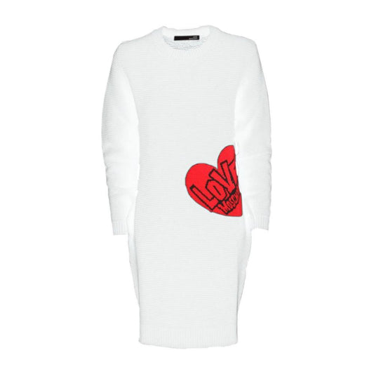 Love Moschino Chic Heart Pattern Knit Dress in White Love Moschino