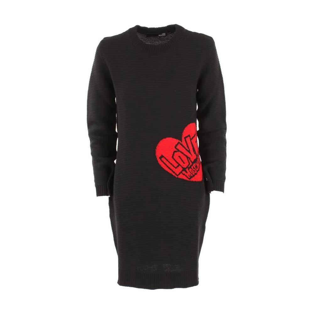 Love Moschino Chic Heart Pattern Knit Wool-Blend Dress Love Moschino