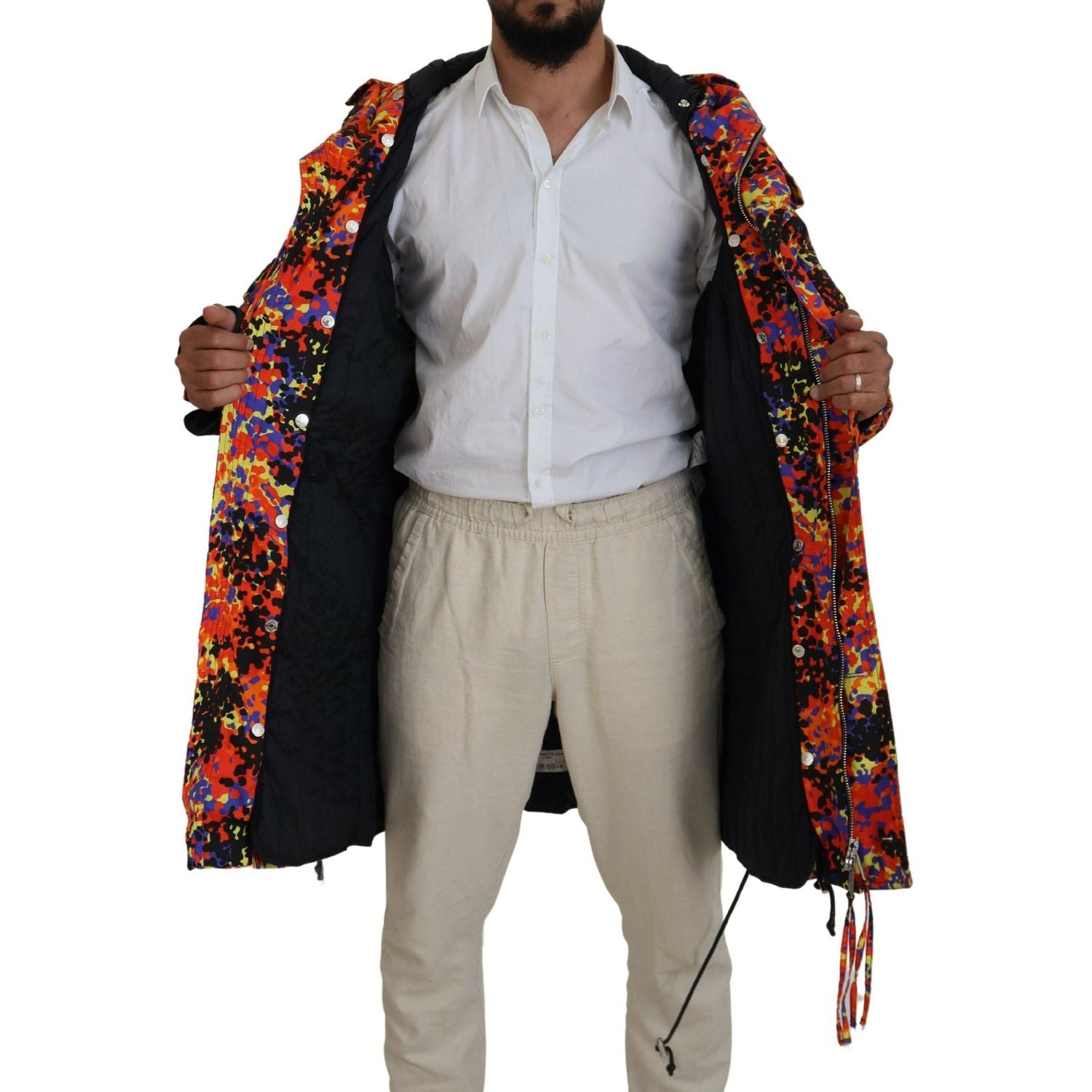جاكيت Dsquared² متعدد الألوان بغطاء رأس وجيب كارجو