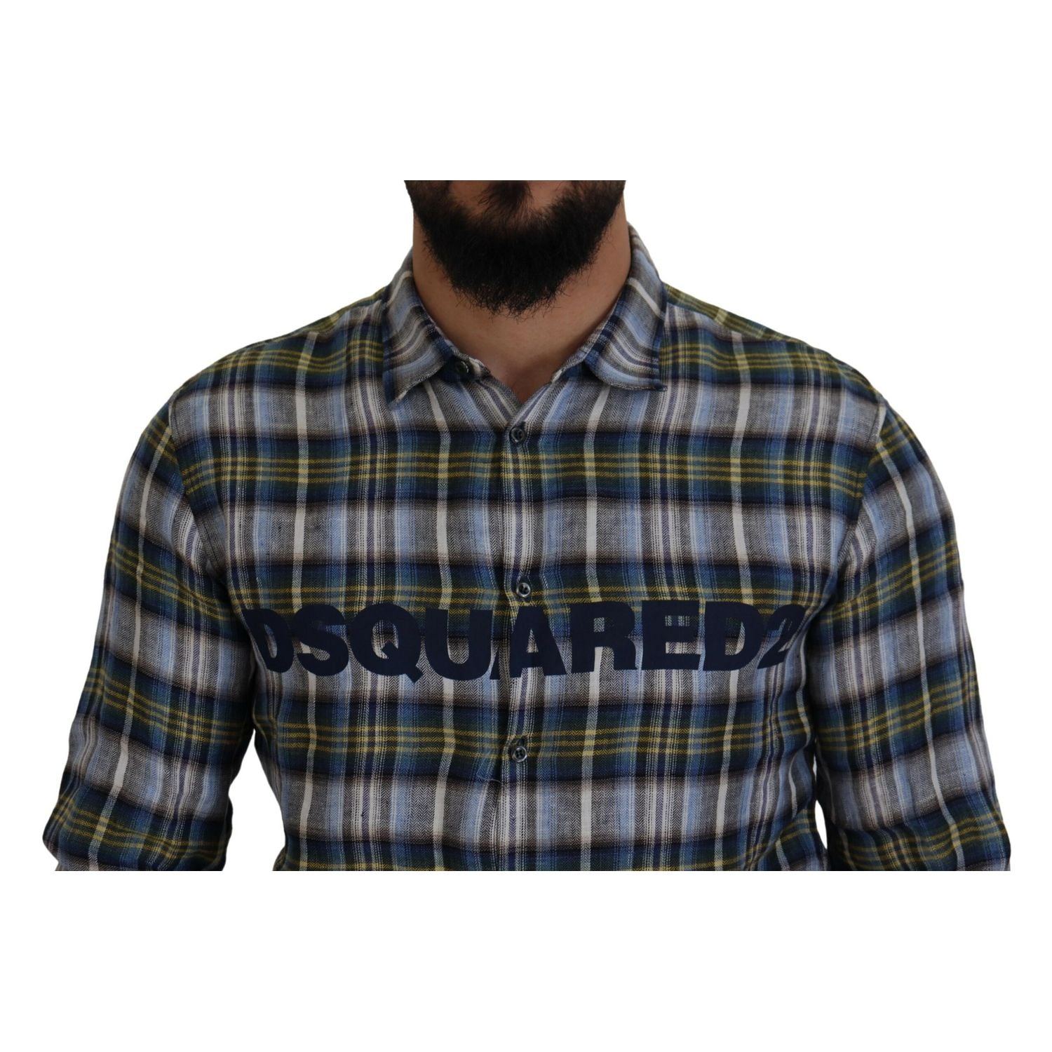 Dsquared² Multicolor Checkered Casual Men Long Sleeves Shirt