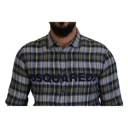 Dsquared² Multicolor Checkered Casual Men Long Sleeves Shirt