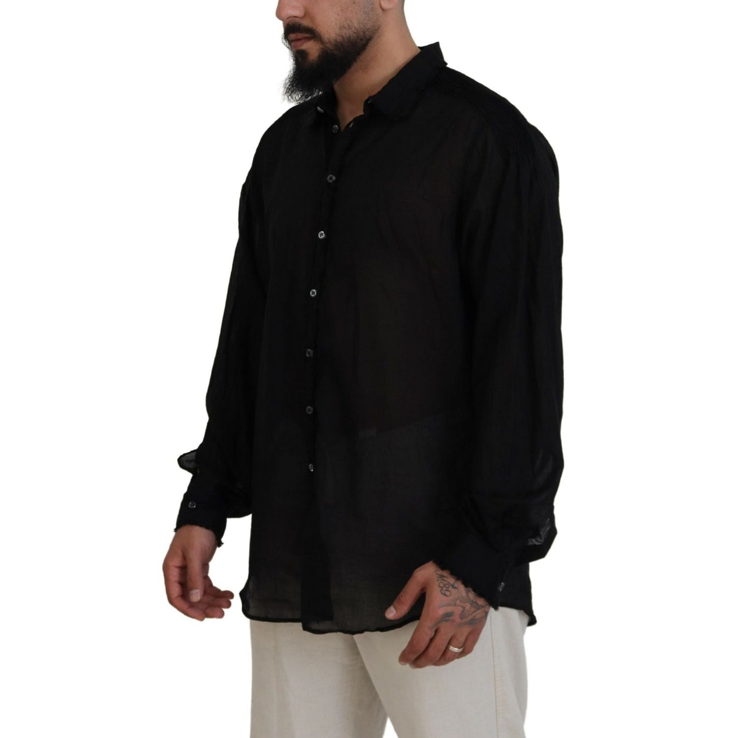 Dsquared² Black Cotton Collared Long Sleeves Formal Shirt
