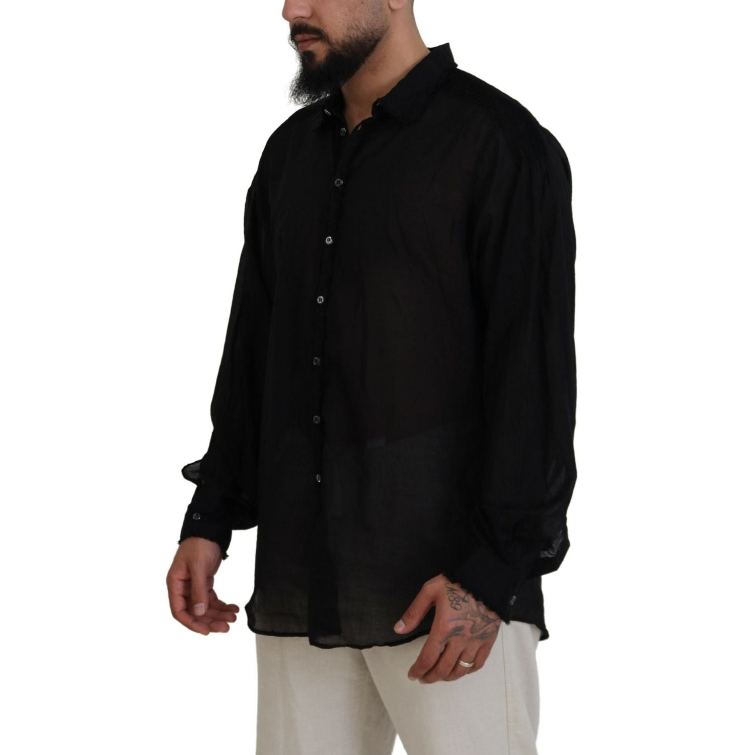 Dsquared² Black Cotton Collared Long Sleeves Formal Shirt