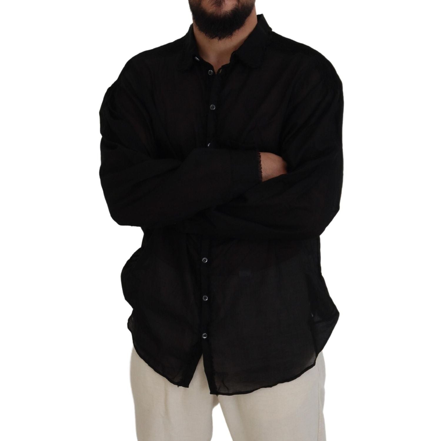 Dsquared² Black Cotton Collared Long Sleeves Formal Shirt