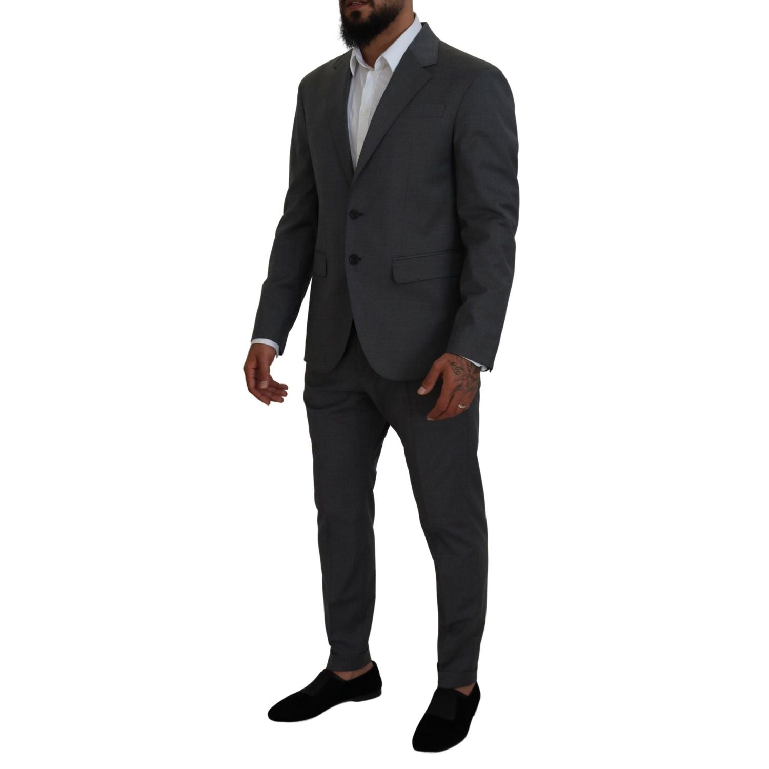 بدلة CIPRO من Dsquared² رمادية من الصوف بصدر واحد مكونة من قطعتين