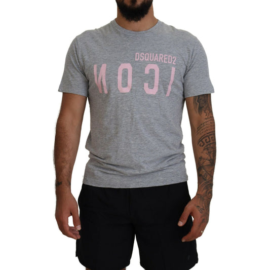 Dsquared² Gray Logo Cotton Short Sleeves Crewneck T-shirt