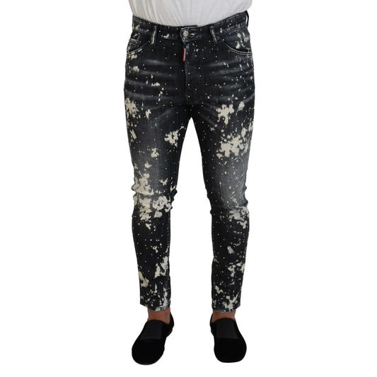 Dsquared² Gray Wash White Splash Print Skinny Denim Jeans