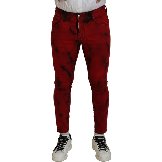 Dsquared² Red Cotton Tie Dye Skinny Casual Denim Jeans Dsquared²