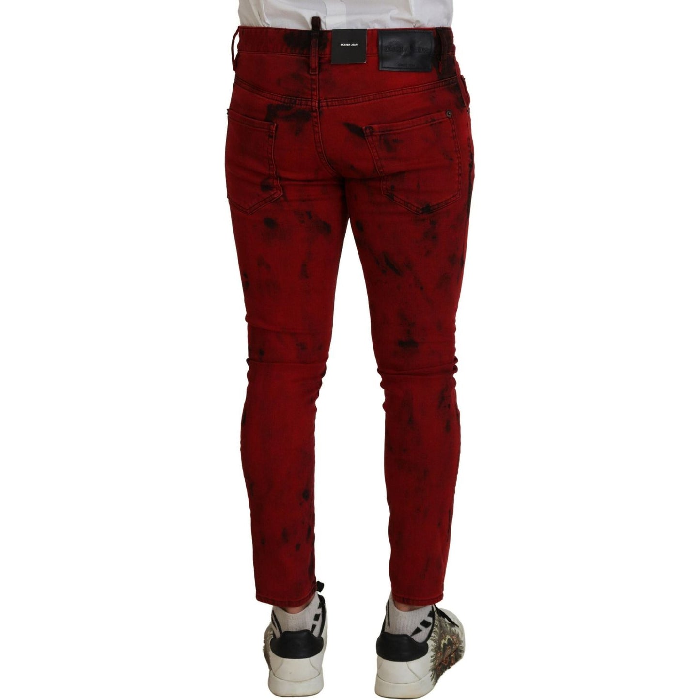 Dsquared² Red Cotton Tie Dye Skinny Casual Denim Jeans Dsquared²