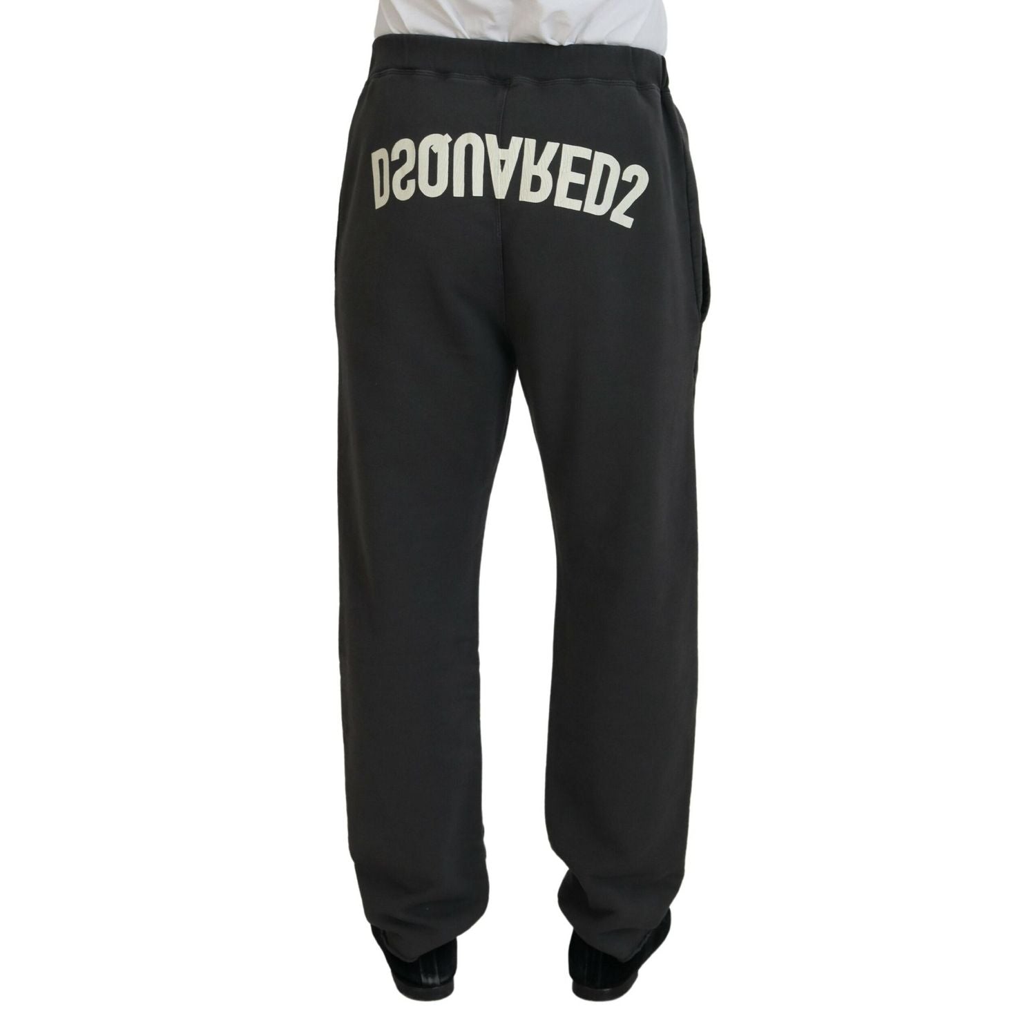 Dsquared² Dark Gray Cotton Men Casual Tattered Pants