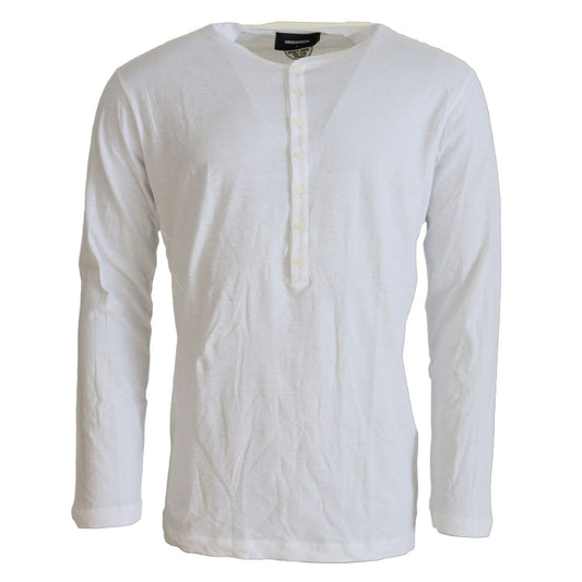 Dsquared² White Cotton Linen Long Sleeves Pullover Sweater