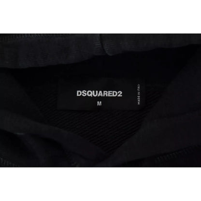 Dsquared² Black Cotton Hooded Printed Men Pullover Sweater