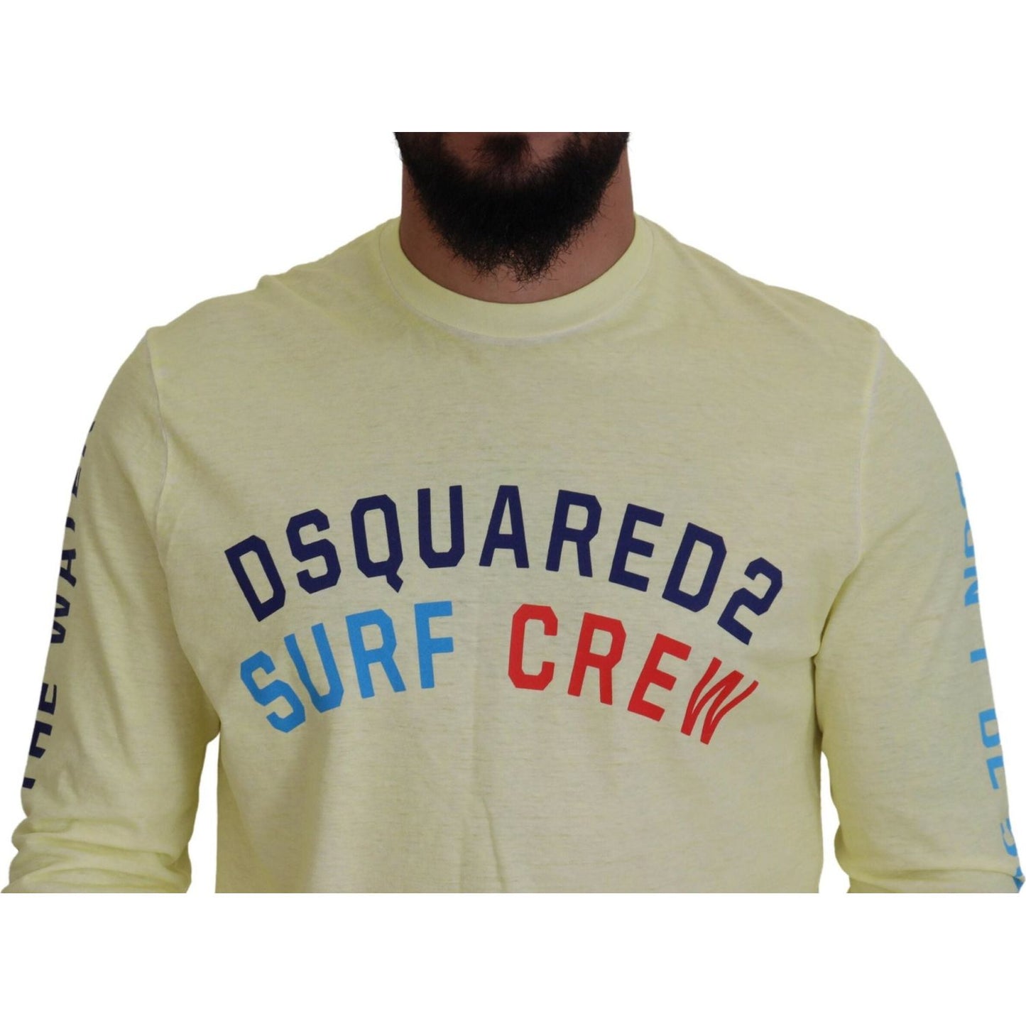 Dsquared² Yellow Colorful Print Long Sleeves Top T-shirt Dsquared²