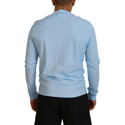 Dsquared² Light Blue Printed Long Sleeves Men Sweater