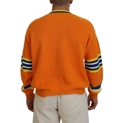 Dsquared² Orange Printed Long Sleeves Men Pullover Sweater