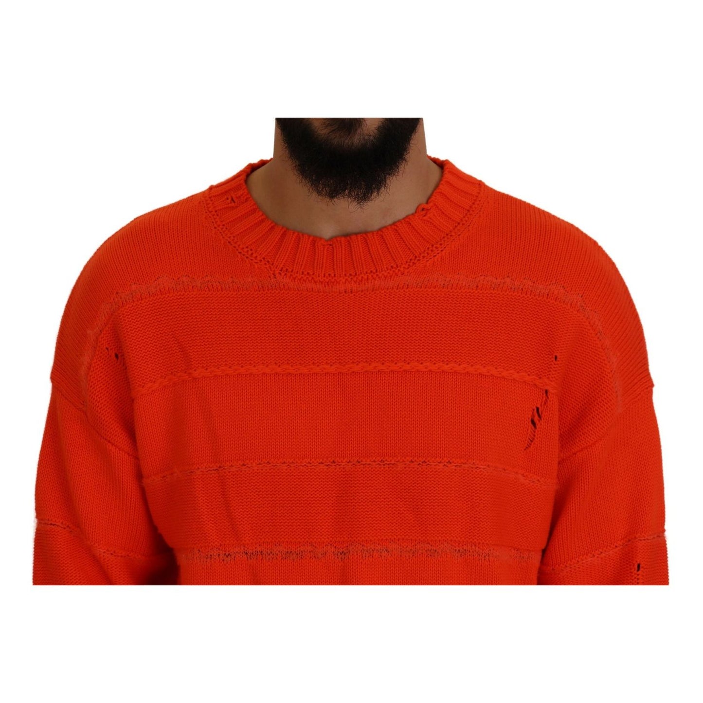 Dsquared² Orange Cotton Long Sleeves Men Pullover Sweater