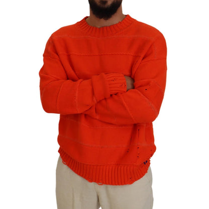 Dsquared² Orange Cotton Long Sleeves Men Pullover Sweater