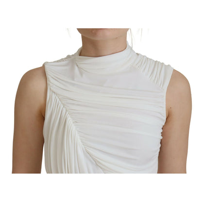 Dsquared² White Viscose Sleeveless Bodycon Mini Dress
