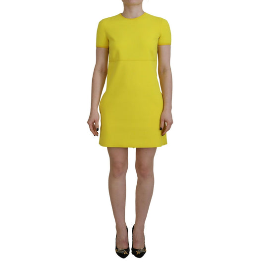 Dsquared² Yellow Nylon Short Sleeves Round Neck Mini Dress