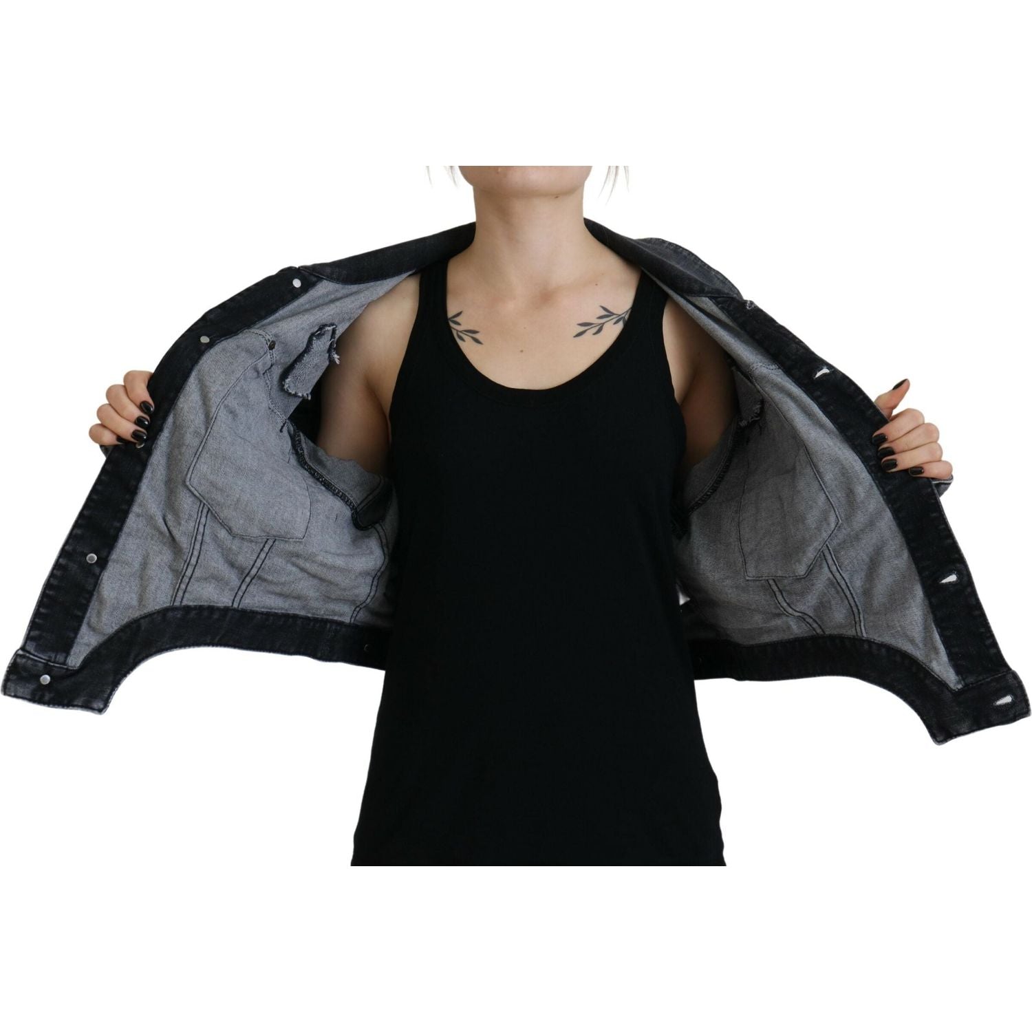 سترة جينز قصيرة من القطن المغسول باللون الرمادي من Dsquared²