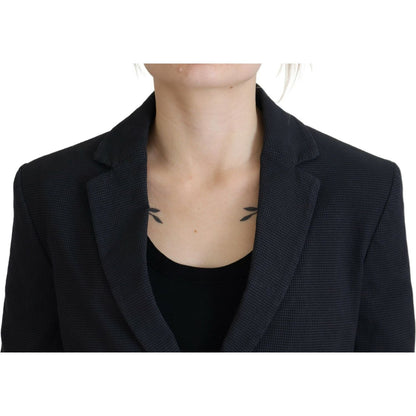 Dsquared² Black Cotton Cropped Button Blazer Jacket