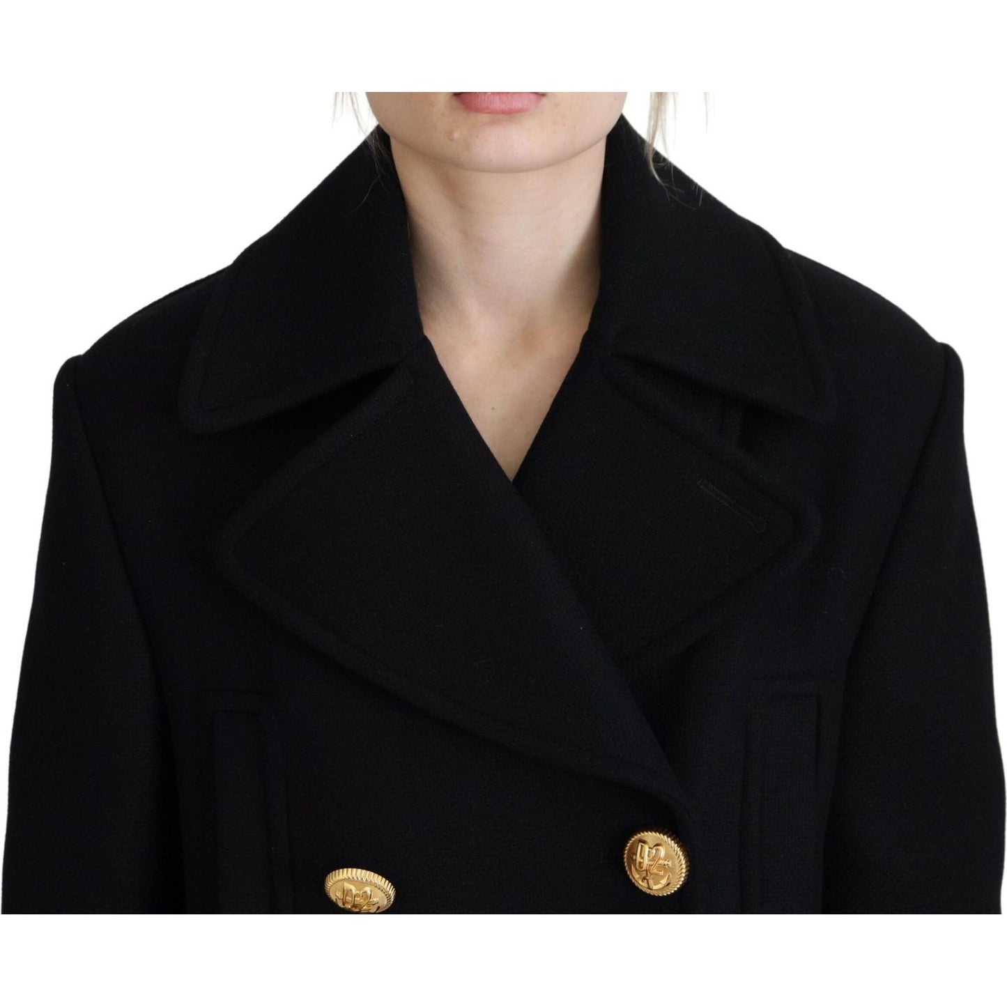 Dsquared² Black Double Breasted Coat Blazer Jacket Dsquared²