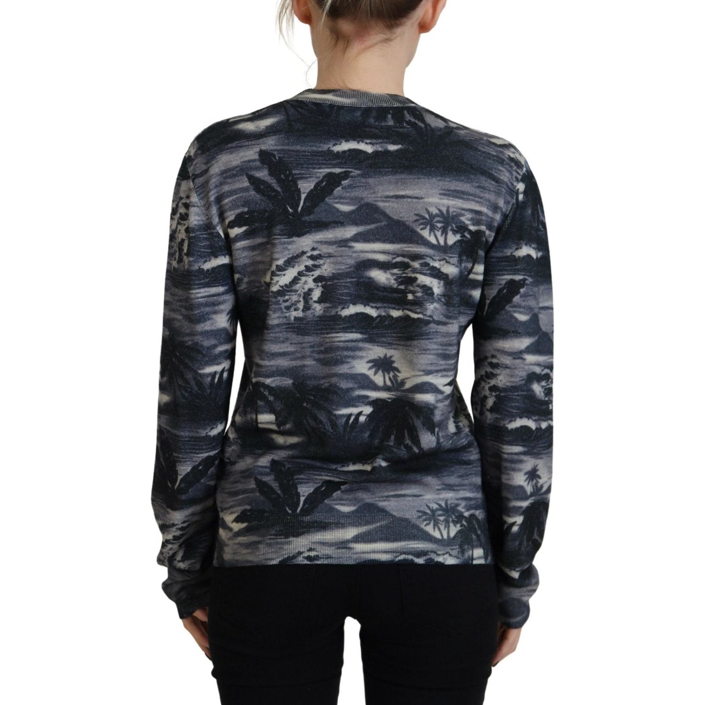 Dsquared² Black Long Sleeve Thunder Sky Print Casual Sweater Dsquared²