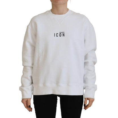 Dsquared² White Cotton Printed Long Sleeve Crew Neck Sweater