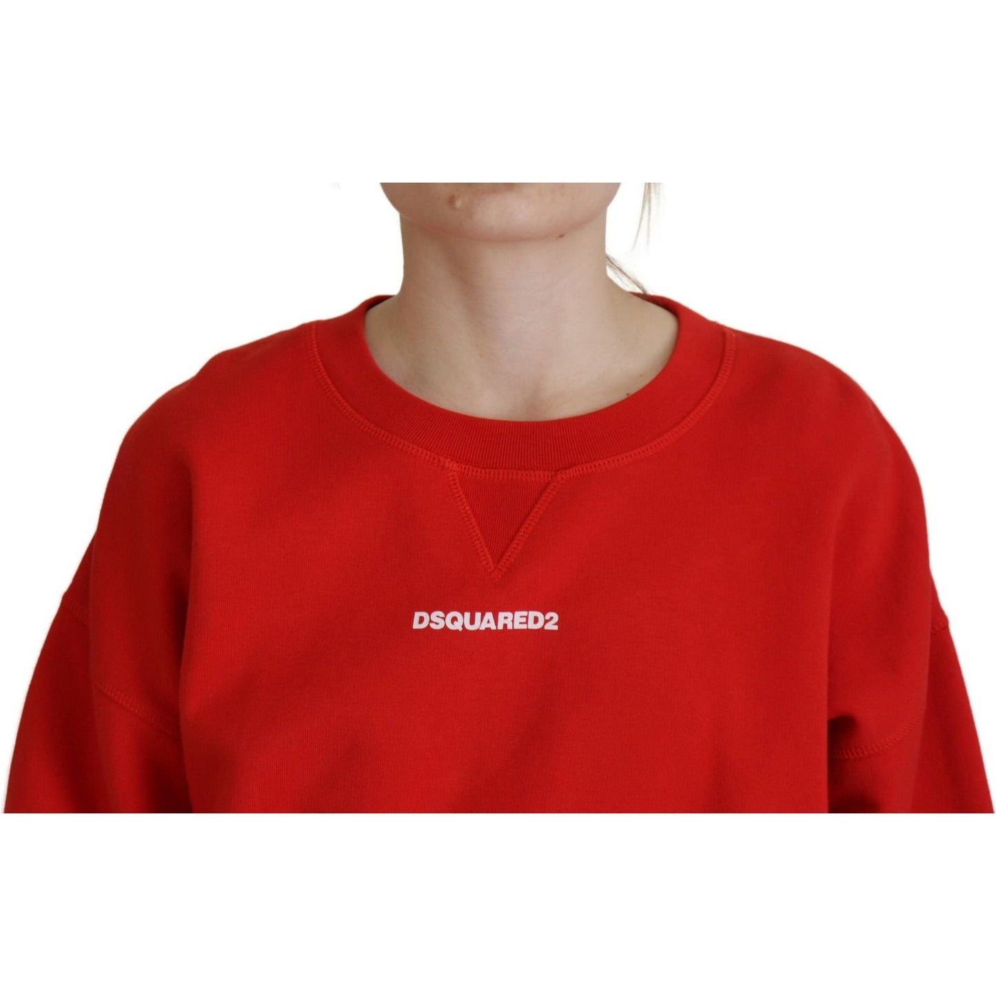 Dsquared² Red Logo Print Women Crew Neck Long Sleeve Sweater Dsquared²