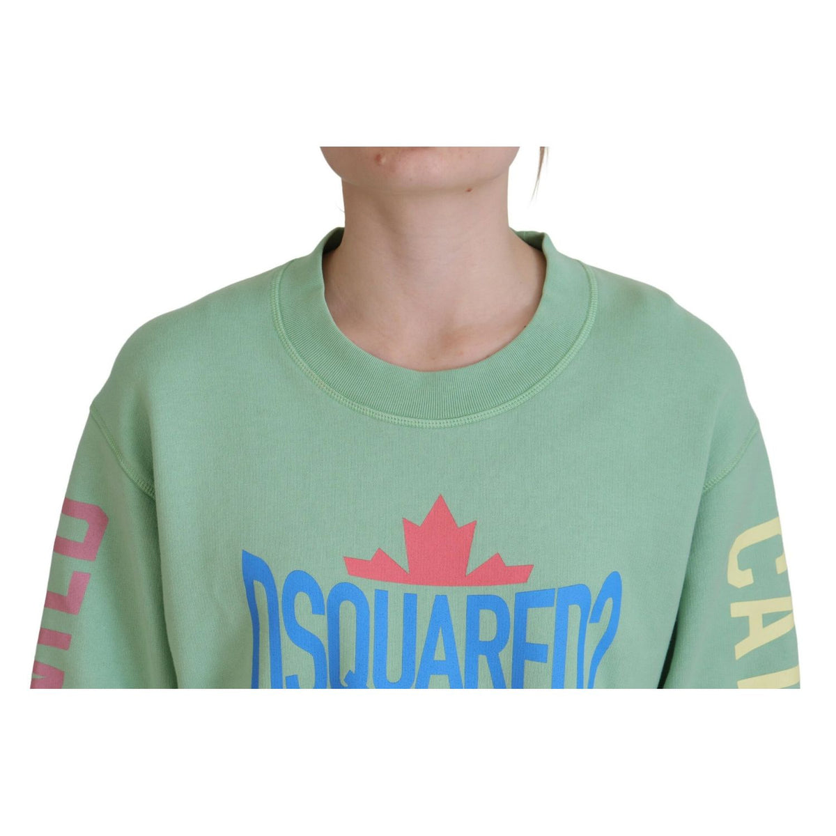 Dsquared² Green Logo Printed Crew Neck Long Sleeve Sweater