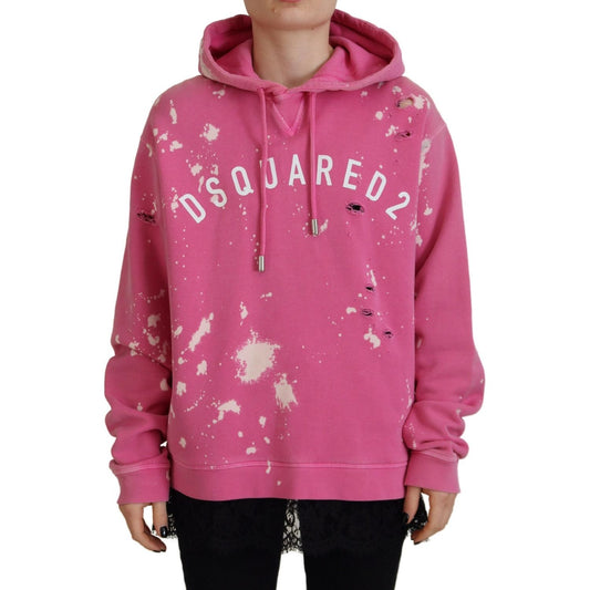 Dsquared² Pink Logo Print Cotton Hoodie Sweatshirt Sweater 1728,67345645728,Clothing,Dsquared²,Hoodies - Sweaters - Clothing,IT38 | XS,Material: 100% Cotton,Pink,Preowned / Defect,Sweaters - Clothing,Sweaters - Women - Clothing,Women