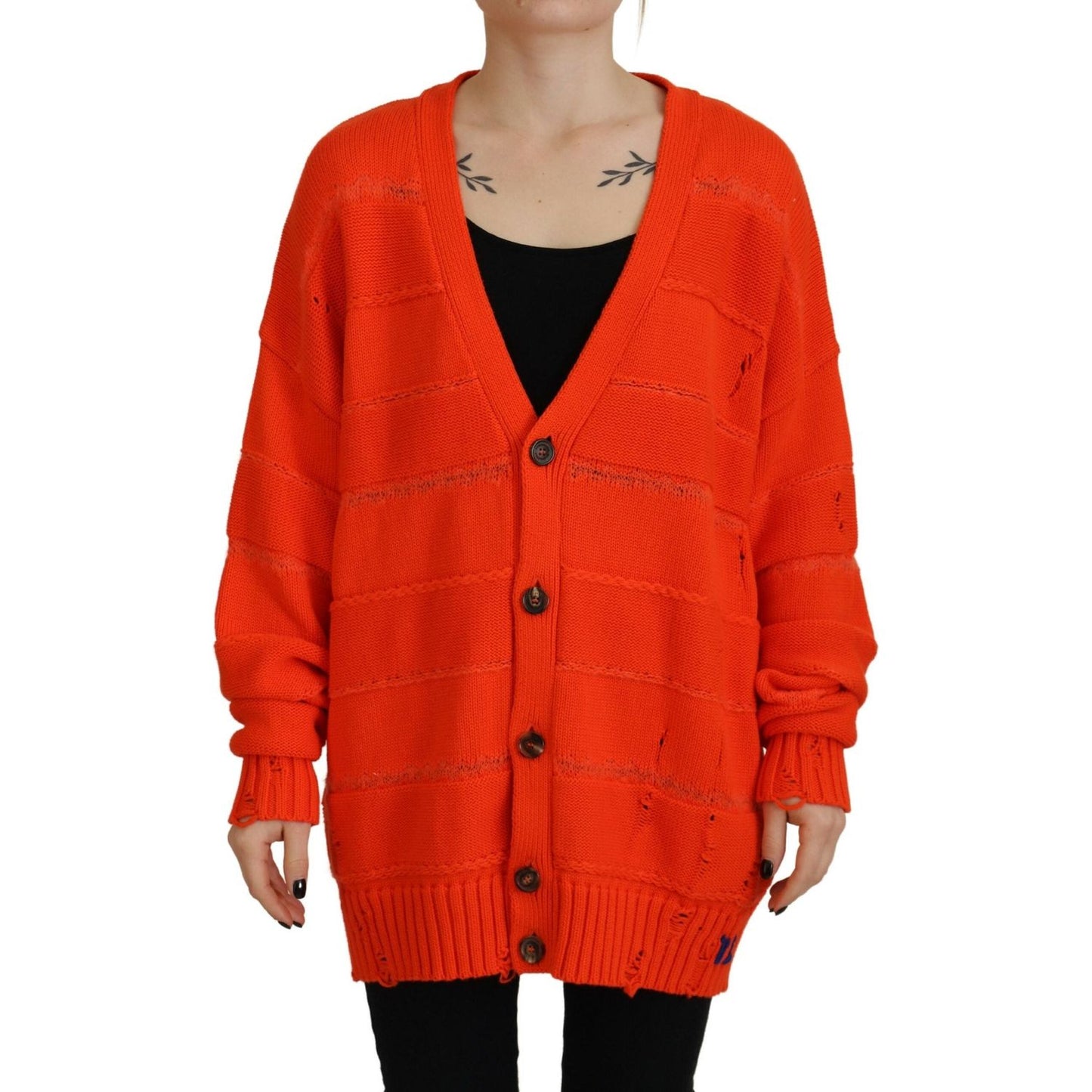 Dsquared² Orange Cotton Knitted Buttoned Cardigan Sweater Dsquared²