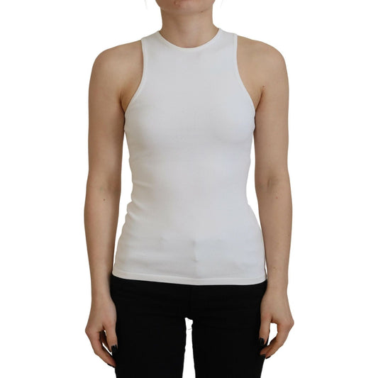 Dsquared² White Viscose Sleeveless Round Neck Tank T-shirt Dsquared²