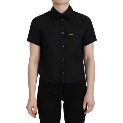 Dsquared² Black Collared Button Down Short Sleeves Polo Top