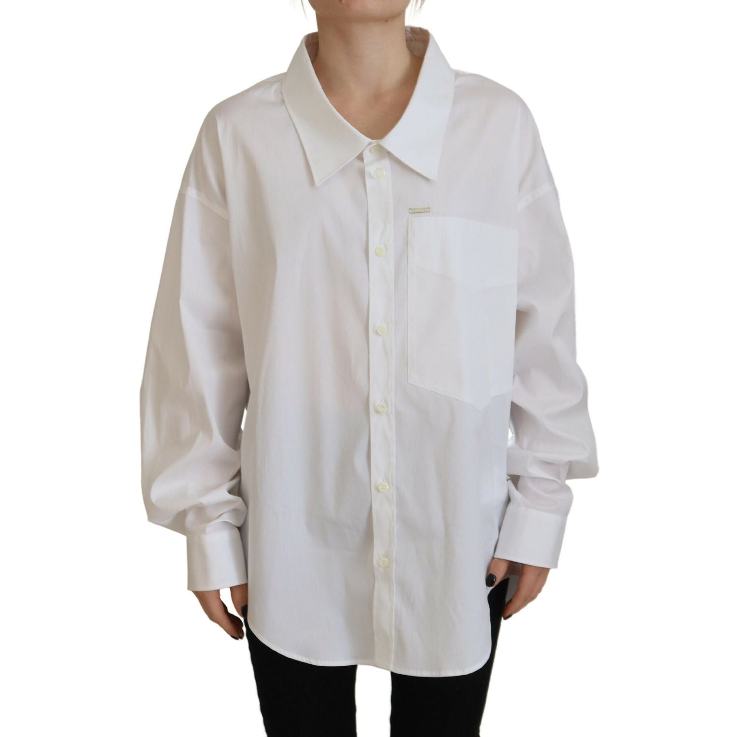 Dsquared² White Cotton Button Down Collared Dress Shirt Top