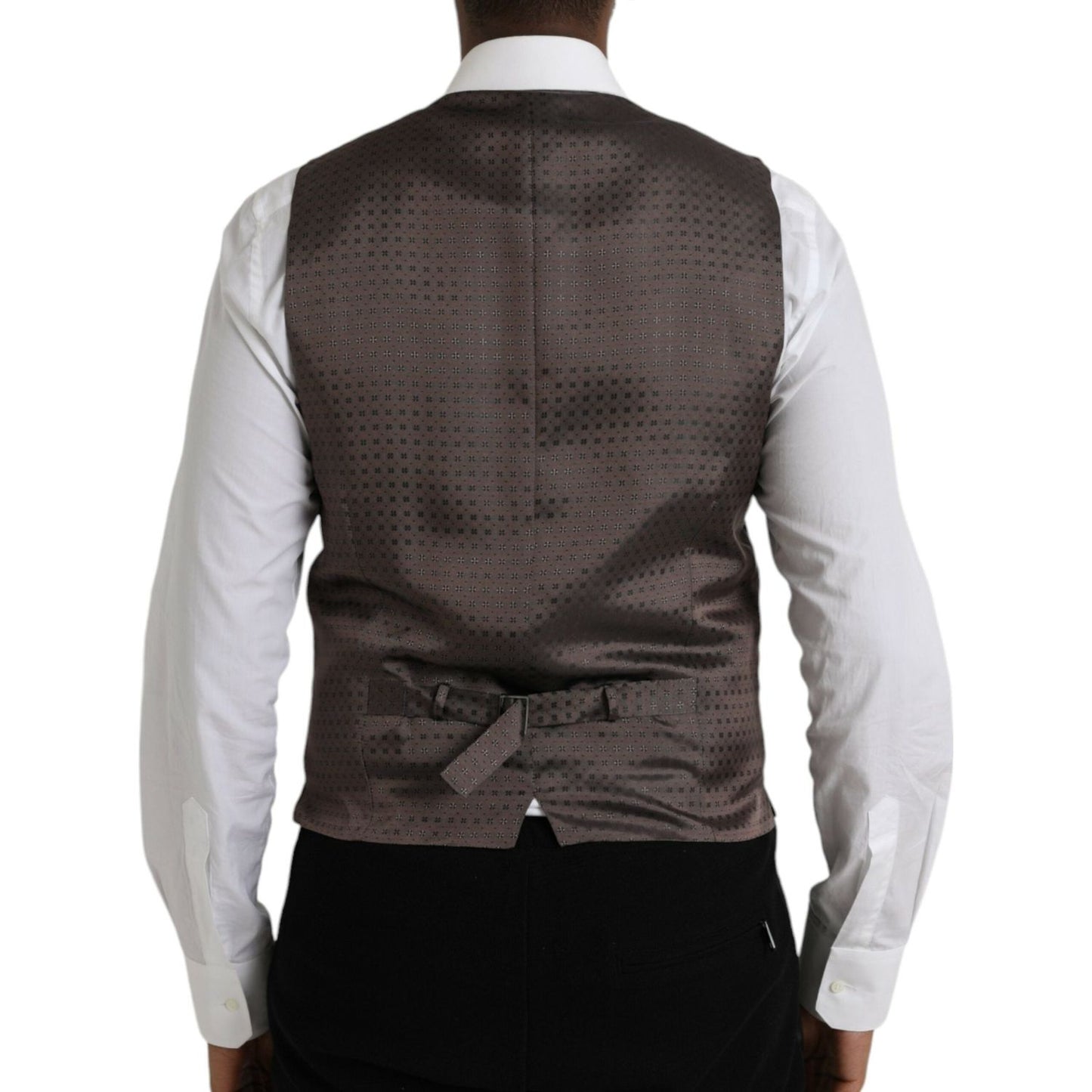 Dolce & Gabbana Black Brown Silk Waistcoat Dress Formal Vest Dolce & Gabbana