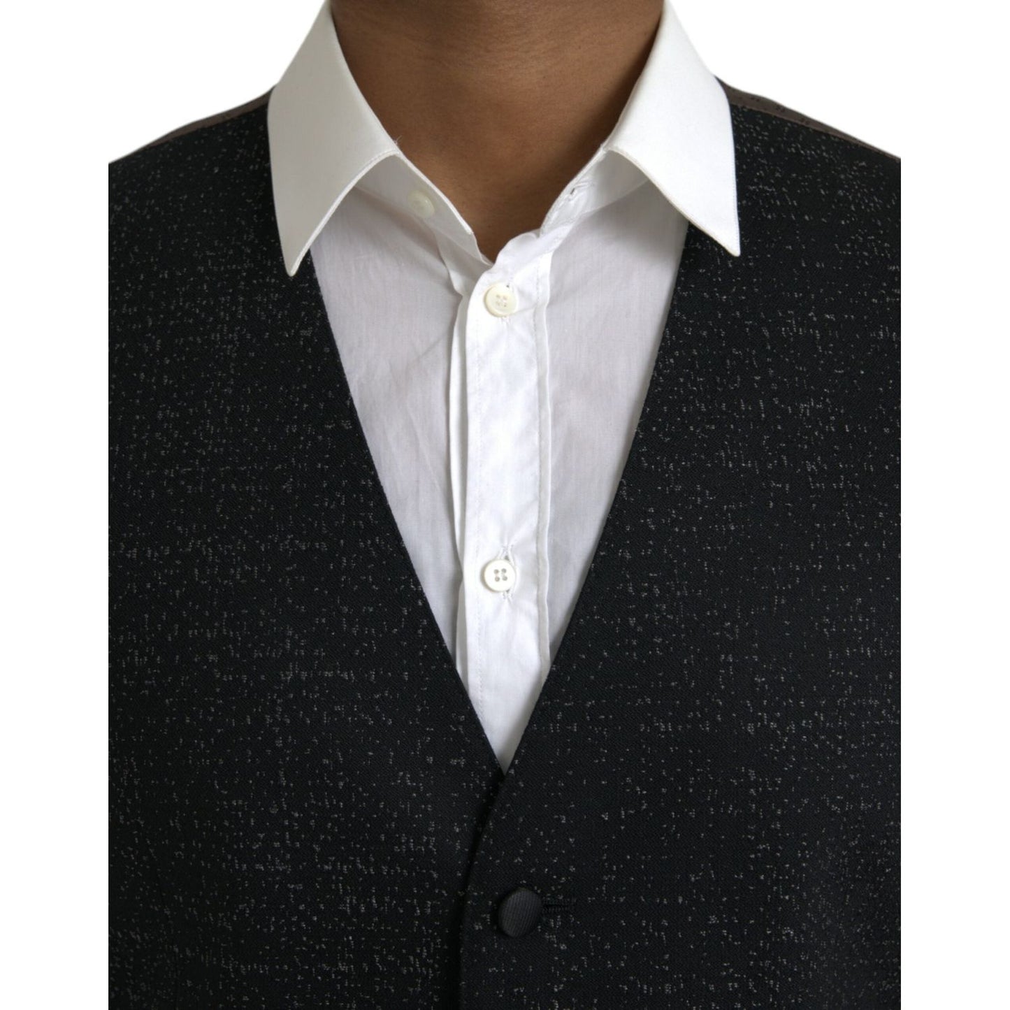 Dolce & Gabbana Black Brown Silk Waistcoat Dress Formal Vest Dolce & Gabbana