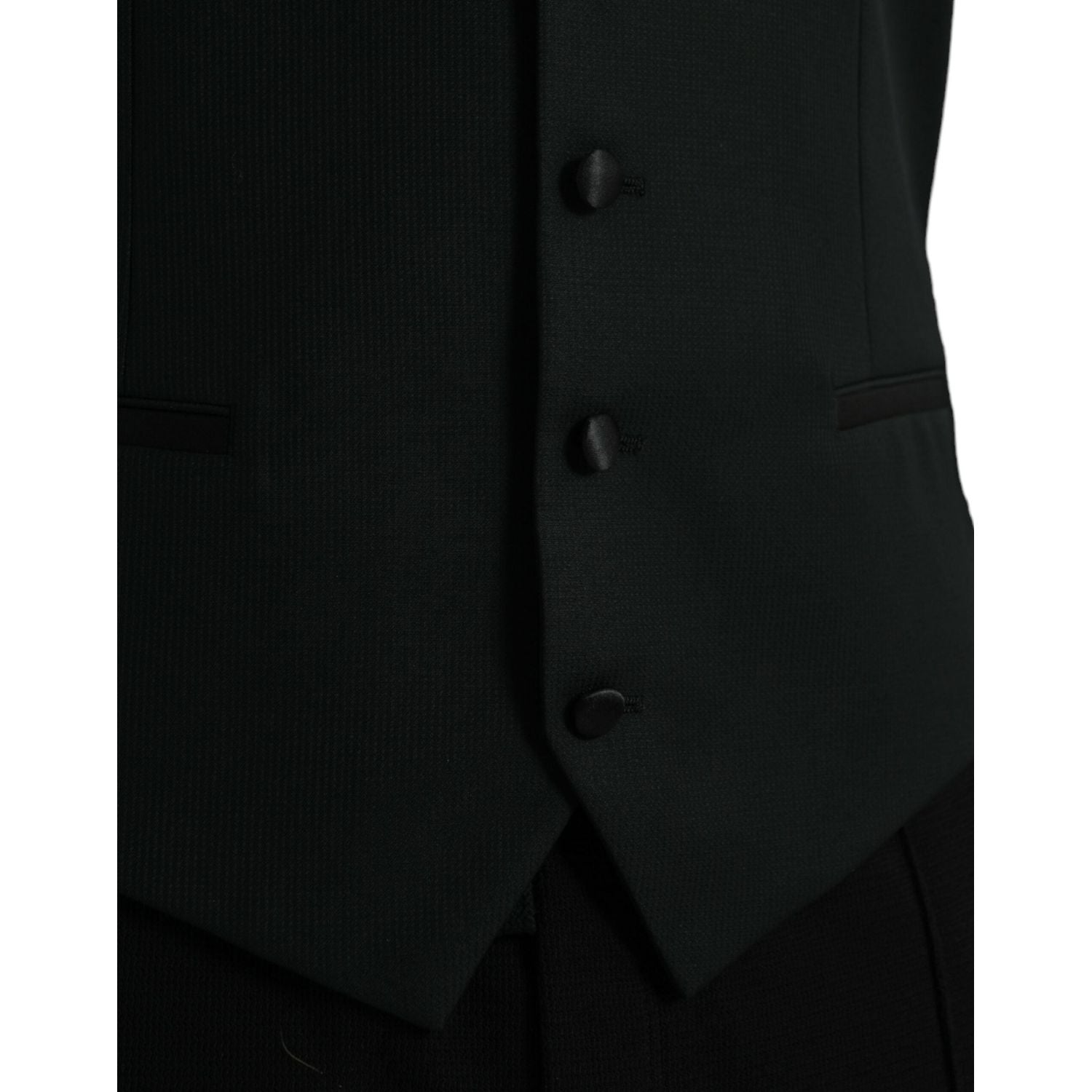 Dolce & Gabbana Black Wool Waistcoat Dress Formal Vest