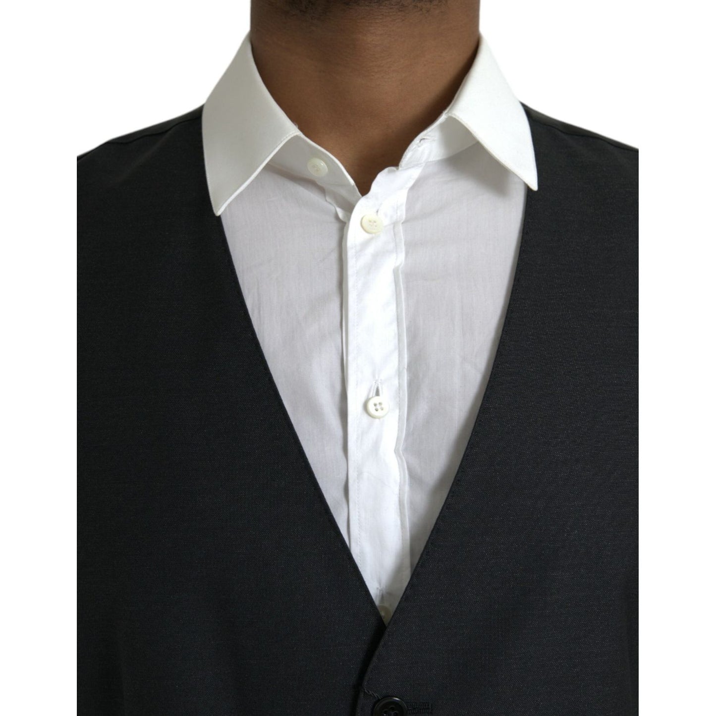 Dolce & Gabbana Black Wool Waistcoat Dress Formal Vest Dolce & Gabbana