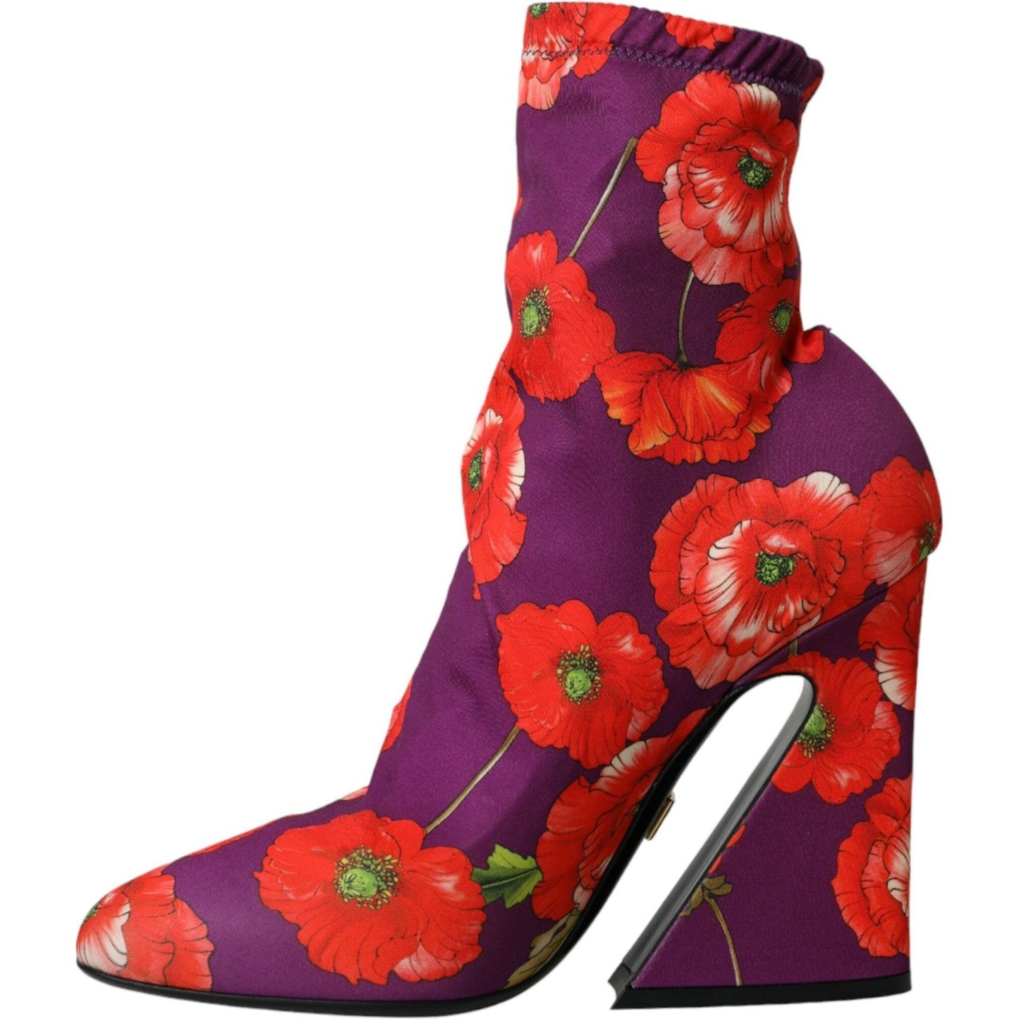 Dolce & Gabbana Purple Floral Jersey Stretch Boots Shoes Dolce & Gabbana