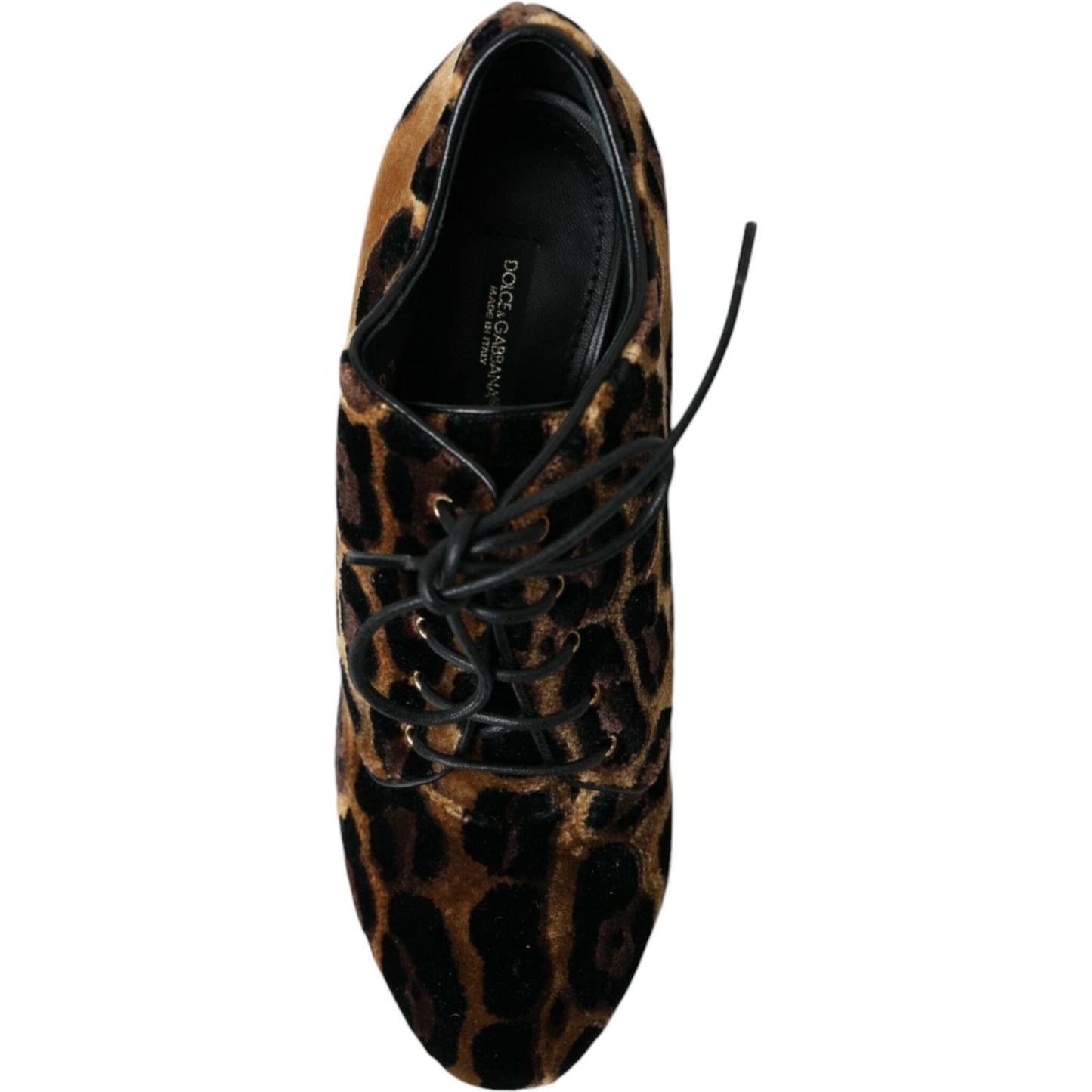 Dolce & Gabbana Brown Leopard Hair Lace Up Booties Shoes Dolce & Gabbana