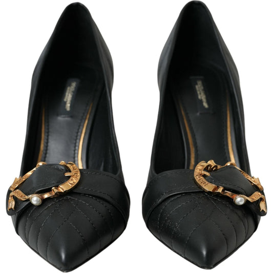 Dolce & Gabbana Black Devotion Leather Heels Pumps Shoes Dolce & Gabbana