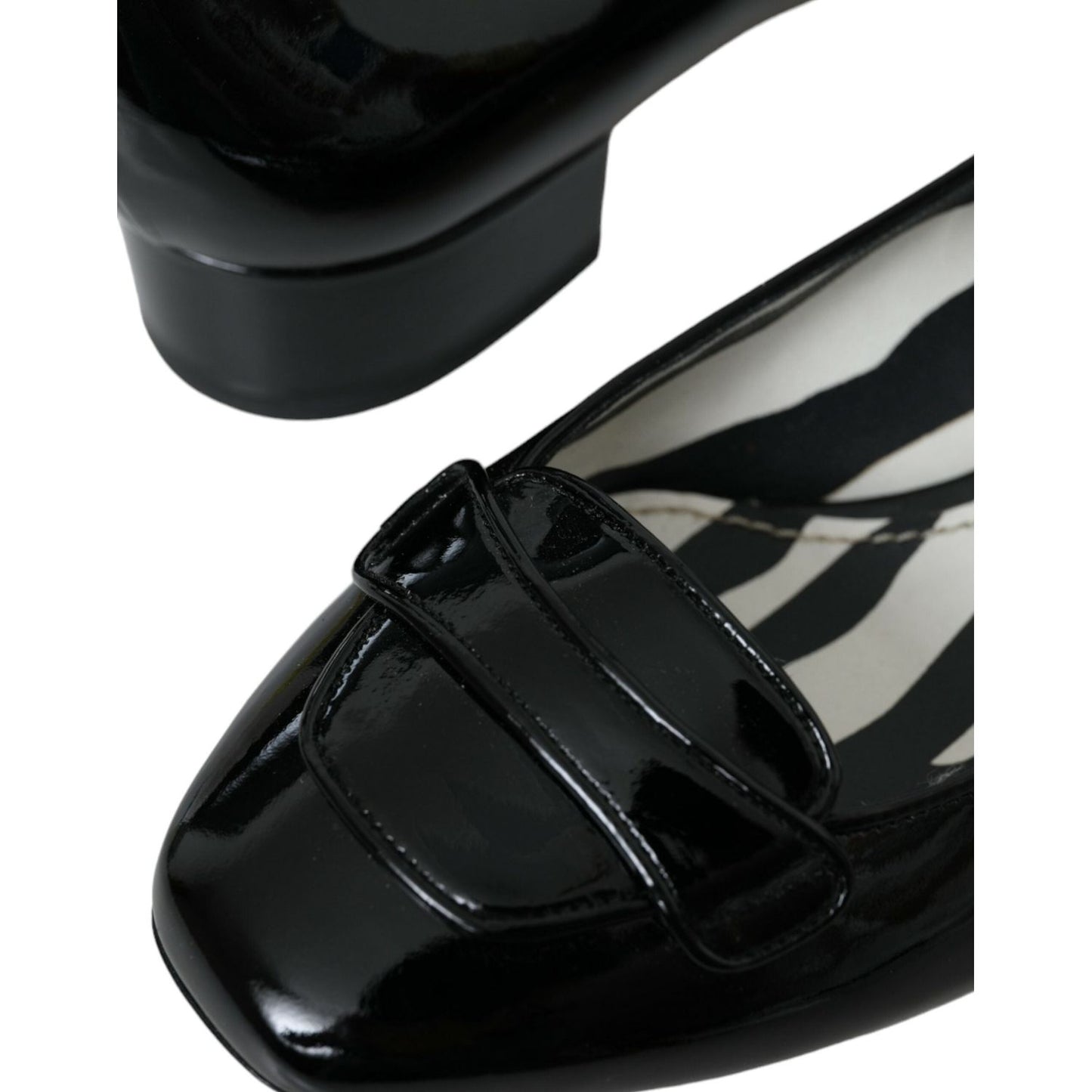 Dolce & Gabbana Black Patent Leather Block Heels Pumps Shoes Dolce & Gabbana