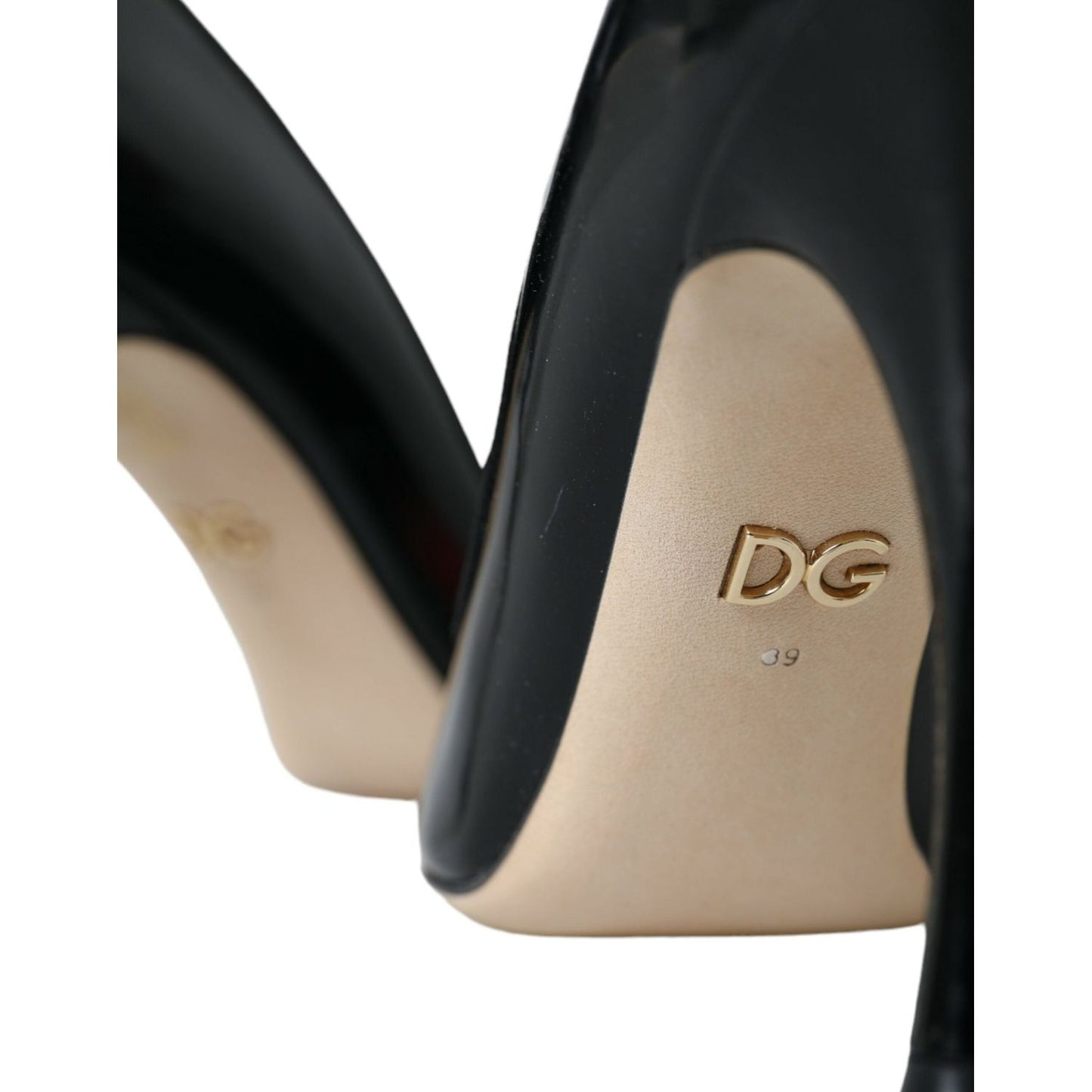 Dolce & Gabbana Black Leather WOW Patch Heels Pumps Shoes Dolce & Gabbana