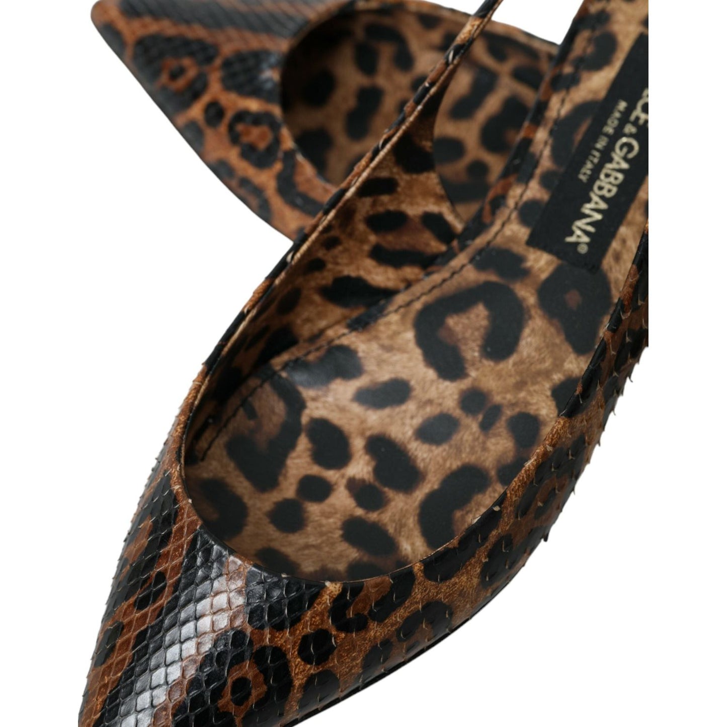 Dolce & Gabbana Brown Leopard Exotic Skin Slingback Shoes Dolce & Gabbana