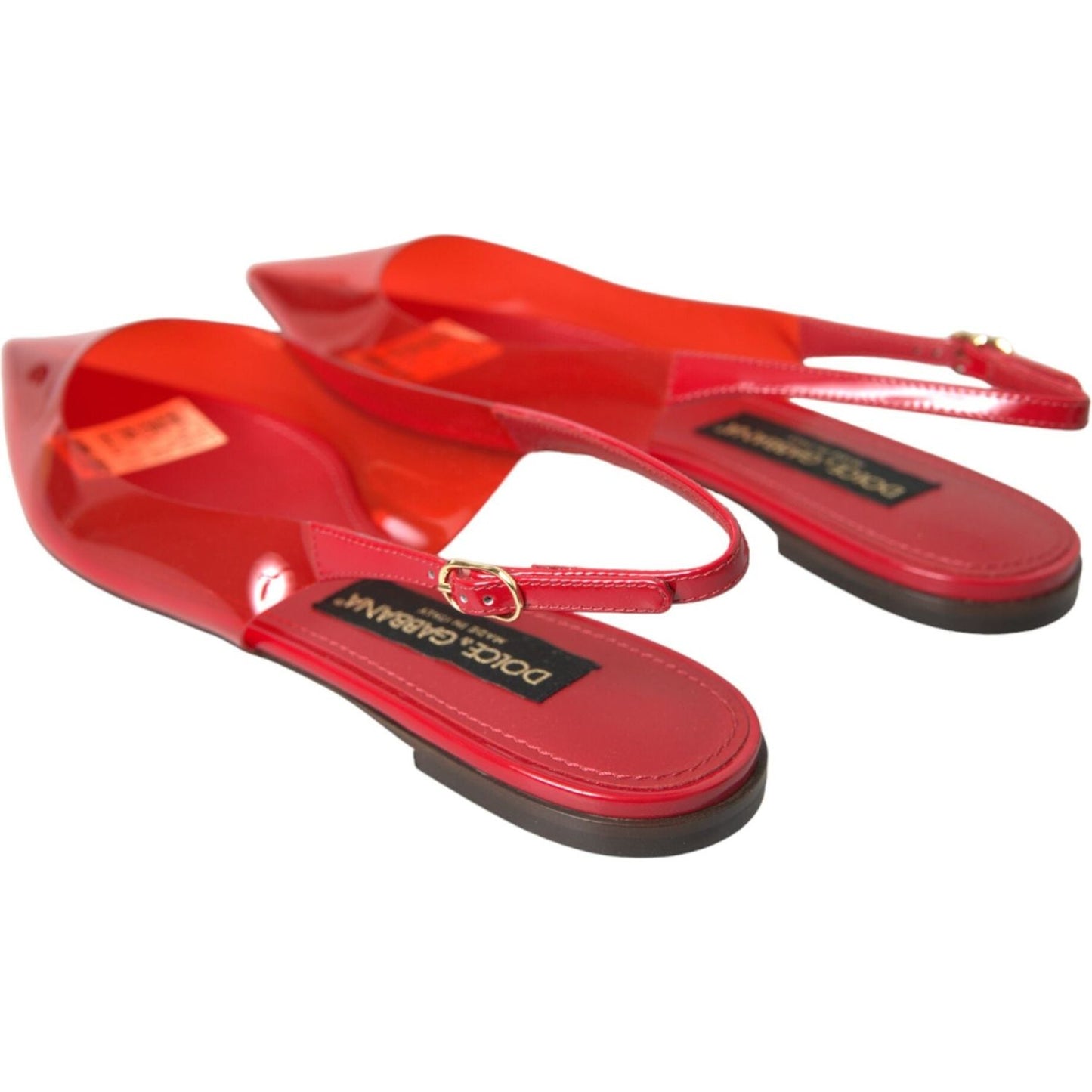 Dolce & Gabbana Red PVC Slingback Clear Flats Sandals Shoes Dolce & Gabbana